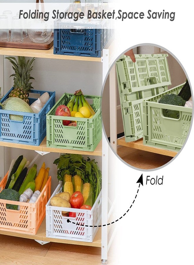 Phyllia 4 Pack Plastic Storage Baskets, Pantry Organizer Basket Bins with Handles, Foldable Storage Baskets for Organizing Shelves Closet Home Kitchen Bathroom Office (Green, 13.3"x10.2"x5.1") - Image 2
