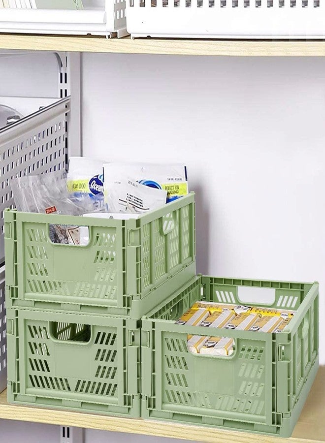 Phyllia 4 Pack Plastic Storage Baskets, Pantry Organizer Basket Bins with Handles, Foldable Storage Baskets for Organizing Shelves Closet Home Kitchen Bathroom Office (Green, 13.3"x10.2"x5.1") - Image 3