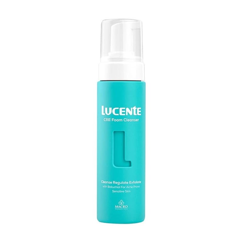 Lucente Cre Foam Cleanser 200ml for Oily & Acne-Prone Sensitive Skin, Clean and Unclogged Skin Pores, Gentle Exfoliation, Hydrates, Calms & Moisturize