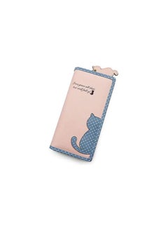 Multi-function cute cat pattern soft leather zipper long wallet purse for women CKQB