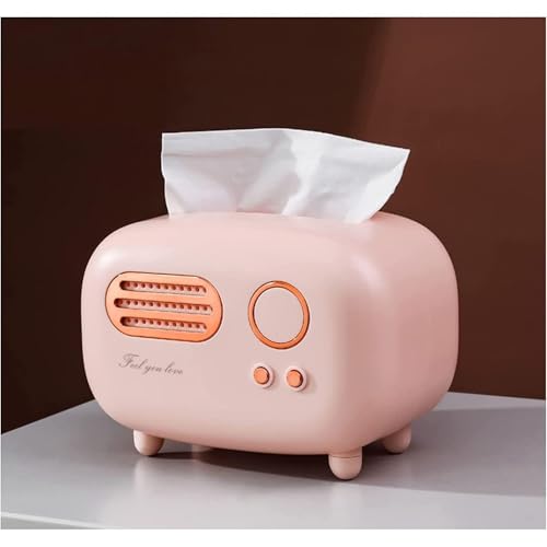 Topinon Vintage Retro Tissue Box Holder for Home Kitchen Dining Table & Paper, Living Room, Bedroom & Desktop Tissue Storage Organizer (Pink) - Image 2