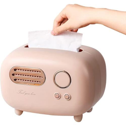 Topinon Vintage Retro Tissue Box Holder for Home Kitchen Dining Table & Paper, Living Room, Bedroom & Desktop Tissue Storage Organizer (Pink) - Image 1