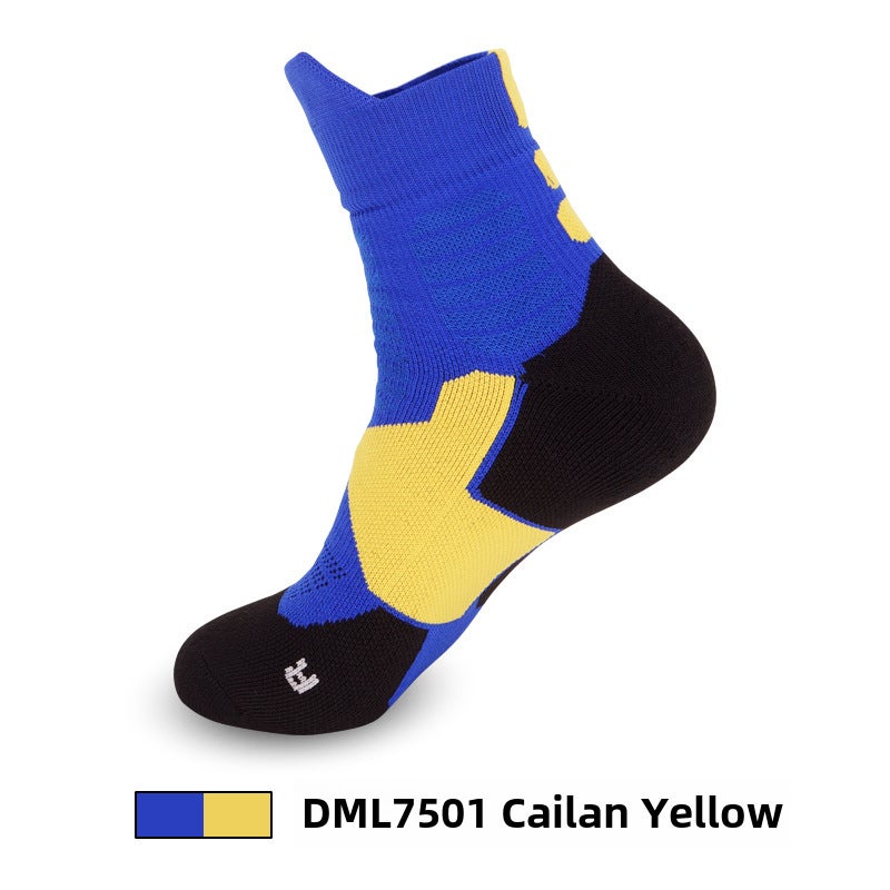 Generic Summer Pro Basketball Socks Mens Mid-Calf Sport color blue yellow
