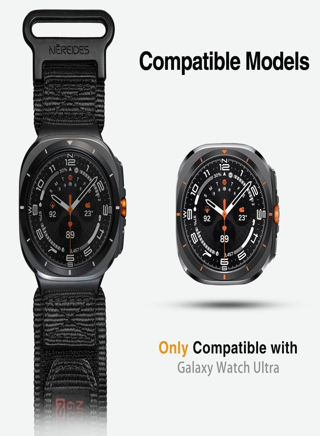 Nereides Watch Band Compatible with Samsung Galaxy Watch Ultra 2 47mm(2024/2025) for Men Women, Nylon Sports Adjustable Replacement Strap for Galaxy Watch Ultra 2(Black, Large) - Image 3