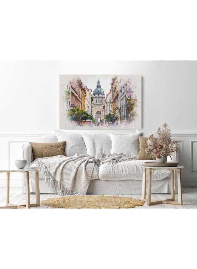 هوم جاليري لوحة فنية جدارية مطبوعة على القماش الكتانى للمدينة القديمة في أوروبا مقاس - Image 4