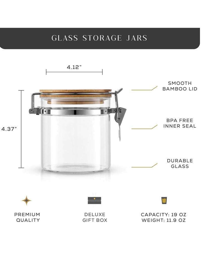 Excefore Glass Jars With Bamboo Lids (19oz). 2PC Set of Airtight Storage Jars with Clamp Lids for Pantry Food Storage. Air Tight Sealable Glass Canisters Containers for Kitchen Organization  - Image 5