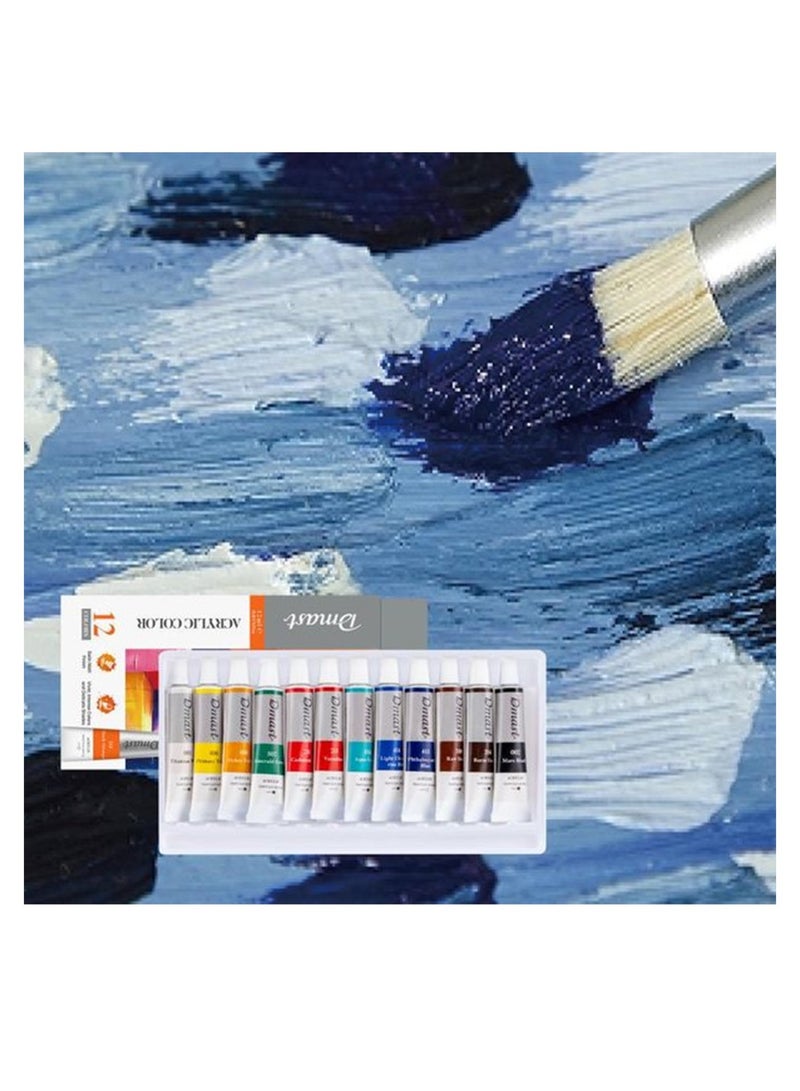 Dmast مجموعة أنابيب الطلاء الأكريليكي 12 قطعة سعة 12 مل لكل أنبوب متعددة الألوان - Image 3