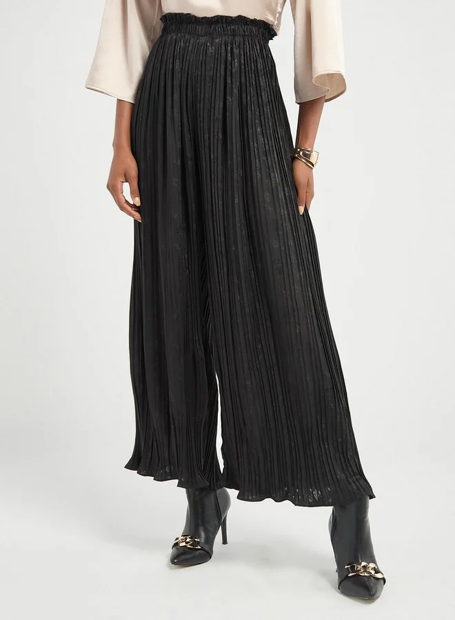 سبلاش فيڤ بنطلون واسع الساقين بارز الملمس بخصر مطاطي