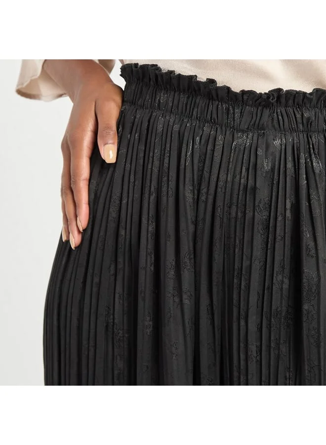 Splash FAV Textured Wide Leg Pants with Elasticated Waistband