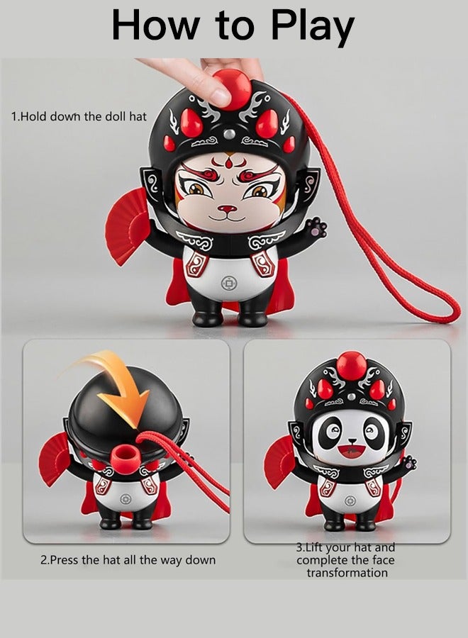 Creative face-Changing Panda Doll Pendant, Sichuan Opera face-Changing Sheet Chinese Special Hand-me-Down Gift Souvenirs (Red Sichuan Opera Panda)  - Image 2