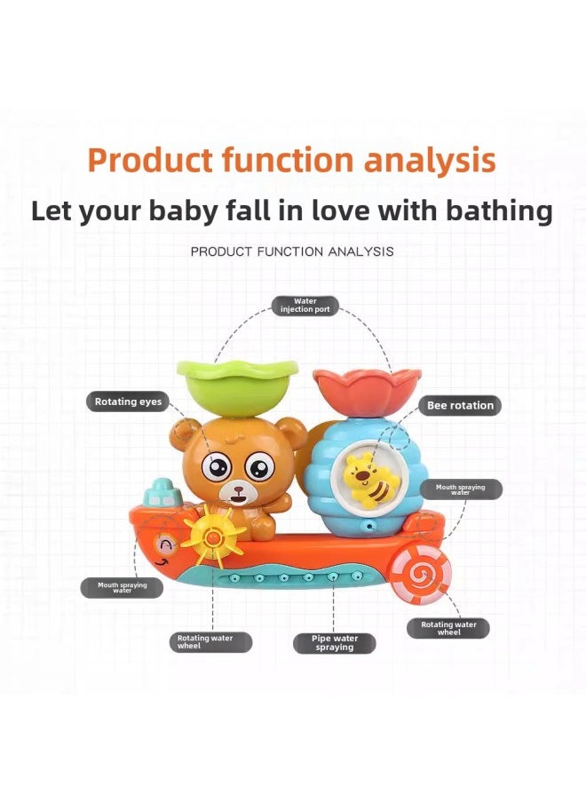 Generic - Direct Sale Hot Baby Bathroom Toys Children's Water Bear Water Car Bath Bath Can Be Sent On Behalf-Color:Little Bear Flowing Water + Duck + Pancrab - Image 1
