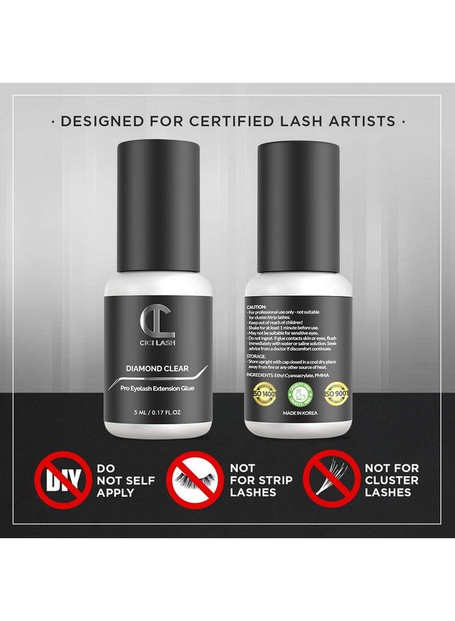 CICI Lash Diamond Clear Eyelash Extension Glue For Professionals Maximum 7 Week Retention / 12 Second Drying Time Semi Permanent Individual/Volume Lash Extension Glue With Transparent Color Latex Free 5G - Image 3