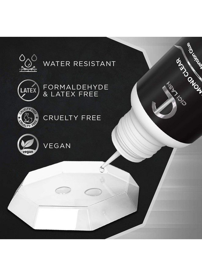 CICI Lash Diamond Clear Eyelash Extension Glue For Professionals Maximum 7 Week Retention / 12 Second Drying Time Semi Permanent Individual/Volume Lash Extension Glue With Transparent Color Latex Free 5G - Image 5