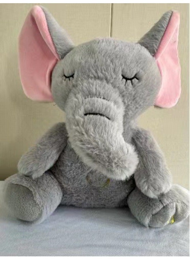 Winter Warmth Stuffed Plush Toys Cute Steiff Bear Hand Warmer Doll Short Hair Animal Shaped PP Cotton Filled Non-Cartoon Bear-Color:The Elephant-Height:30cm  - Image 1