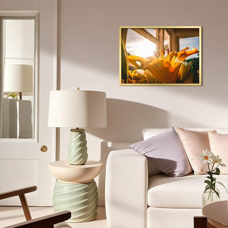 إطار Giftgarden، مقاس 50 × 70 سم من الألمنيوم الذهبي؛ مناسب لتصميم المناظر الطبيعية والبورتريهات والصور الفوتوغرافية، للتثبيت على الحائط فقط. - Image 5