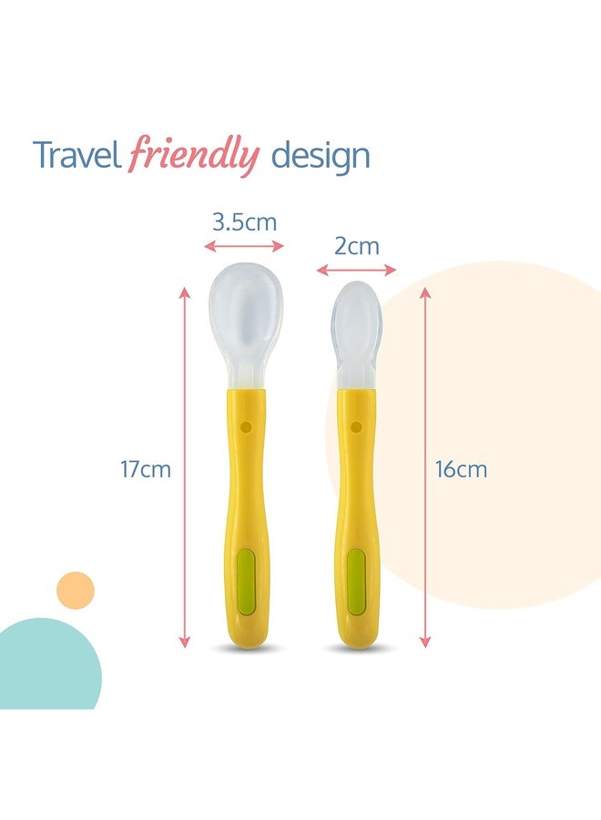 Luvlap Fun Club Baby Silicone Spoon Set, Bpa Free, Fda Approved, 2 Pcs, Green And Yellow - 23.4 Cm - Image 5