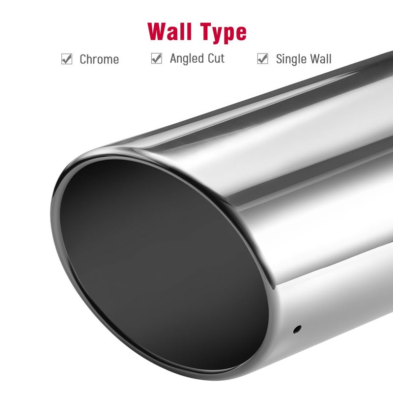 Upower 3.5 inch Inlet Exhaust Tip, 3 1/2" Inlet Diesel Exhaust Tip 5" Outlet 12" Overall Length Polished Stainless Steel Exhaust Tail Pipe, Universal Bolt on, Rolled Edge, Slant Angle Cut - Image 5