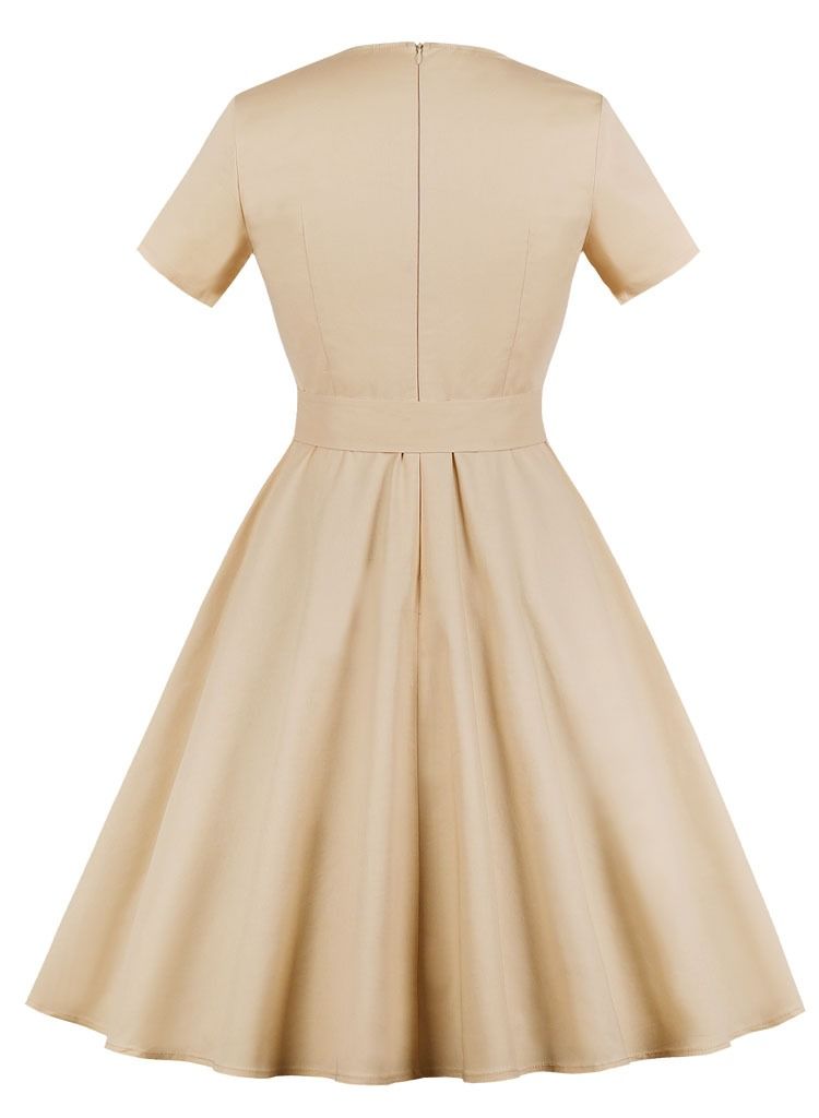 Solid color pocket style Hepburn MIDI dress - Image 2