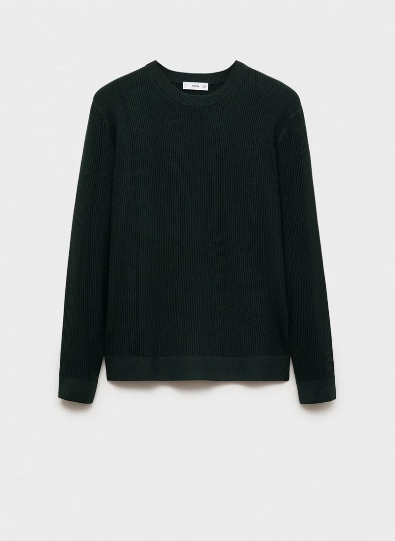 Mango Man Fine rib-knit cotton sweater