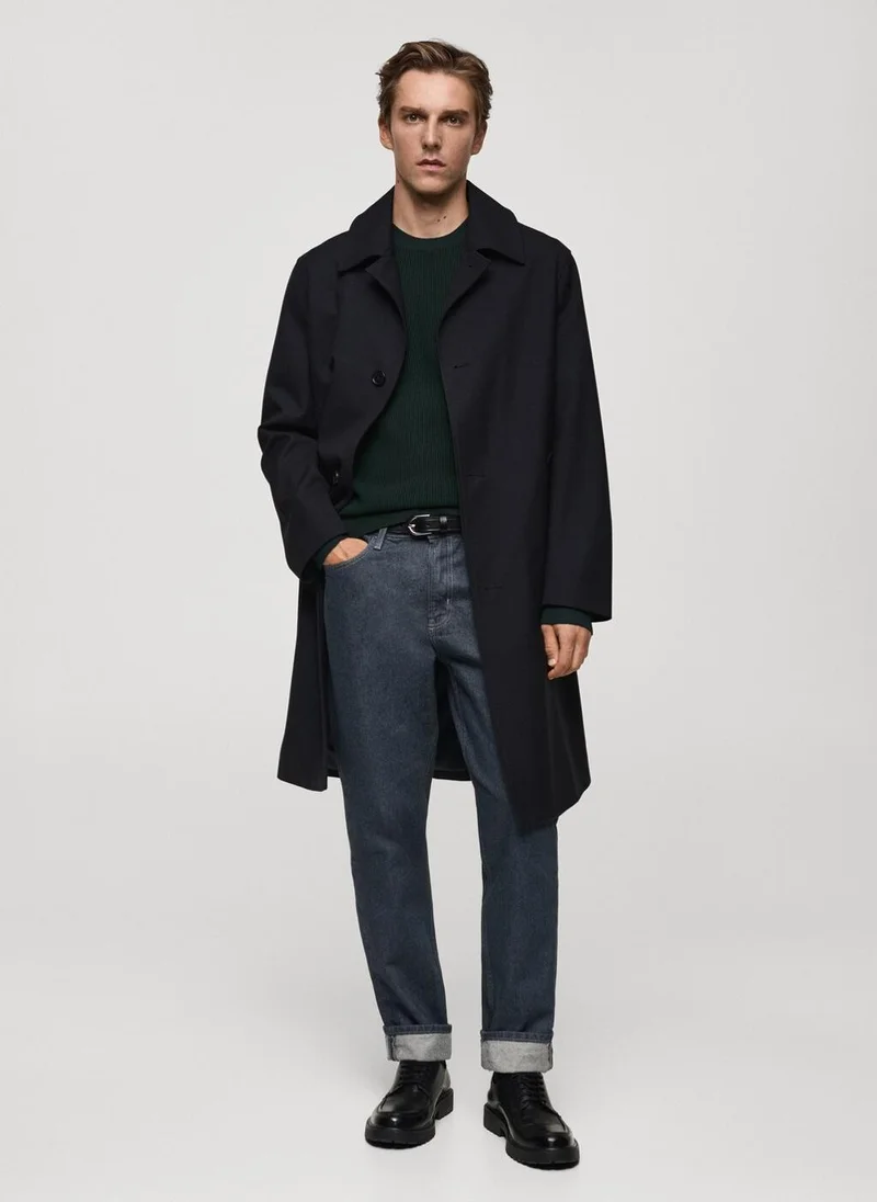 Mango Man Fine rib-knit cotton sweater
