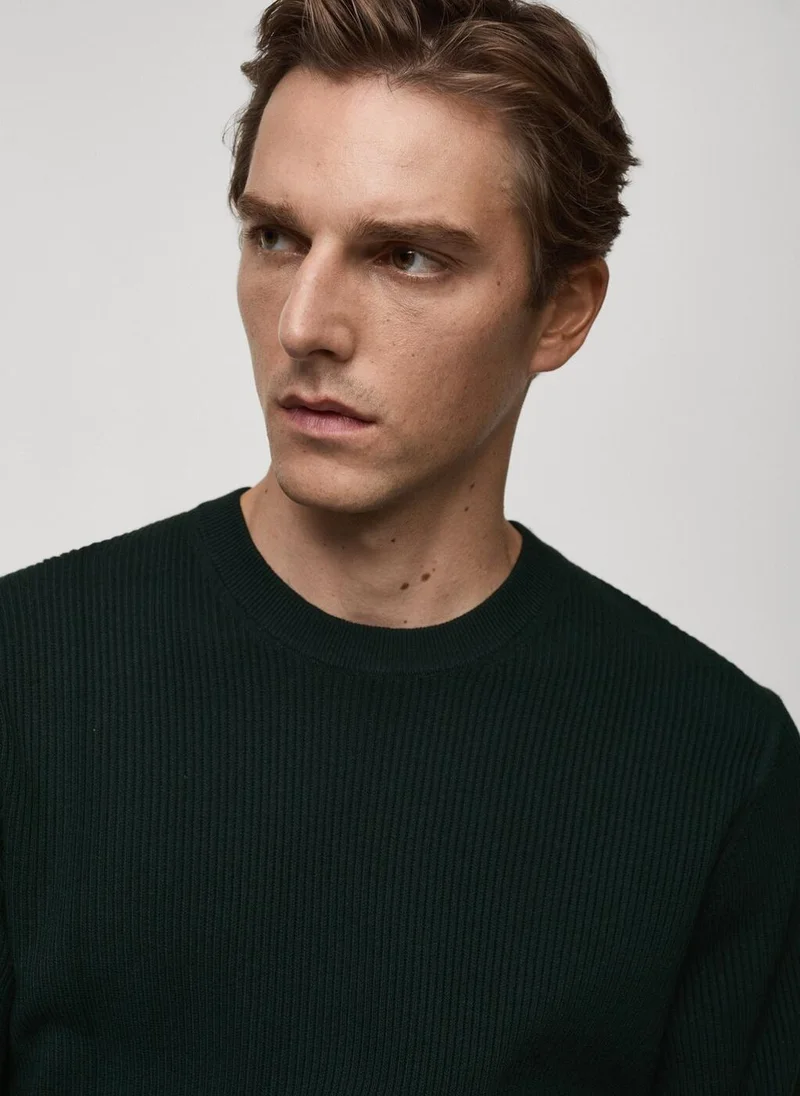 Mango Man Fine rib-knit cotton sweater