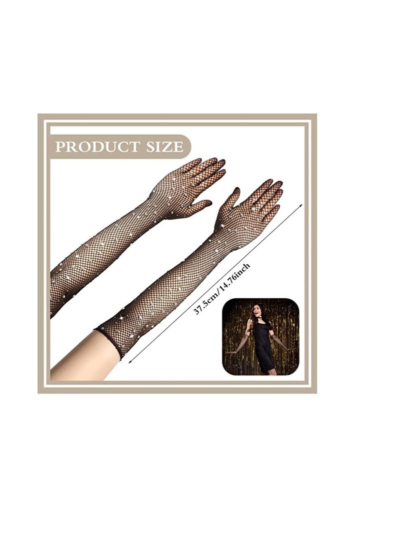 SYOSI 80s Fishnet Gloves for Women and Girls in Theme Party Costume Accessories Black Punk Goth Lady Disco Dance Costume Fingerless Mesh Fancy Dress Accessory Accessoriess - Image 5
