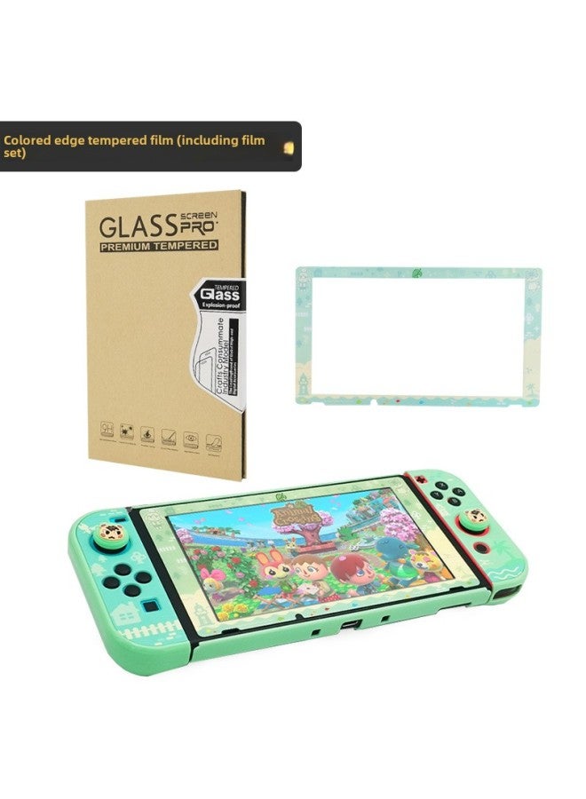 Suitable For Nintendo Switch Color Edge Tempered Glass Film NS Moving Sen Hunter Color Film With Pattern NS Accessories-Color:Colored Edge Tempered Film Wooden Box (animal Crossing Bear) - Image 1