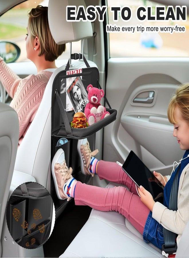 Zecirl 2Pack Car Backseat Organizer with Foldable Table Tray,6 Storage Pockets Car Storage Organizer with Tablet Holder,Car Seat Back Protectors Kick Mats Travel Accessories Black - Image 4