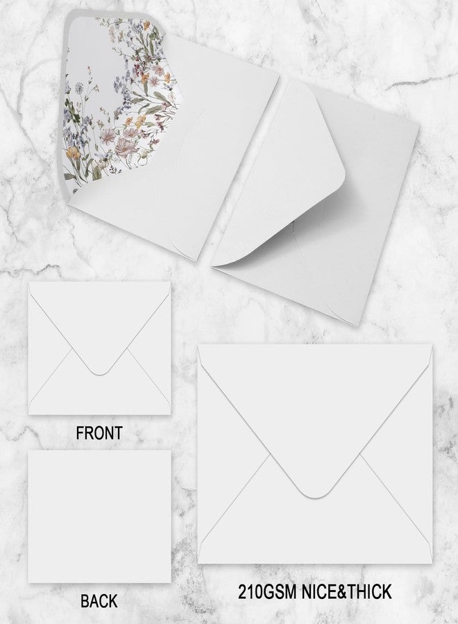 Whaline 50Pcs Wildflower Envelopes 4.3 x 6.3 Inch Watercolor Floral Invitation Envelope with Sticker V-Flap Greeting Card Holders Gift Card Sleeves for Spring Wedding Bridal Shower - Image 3