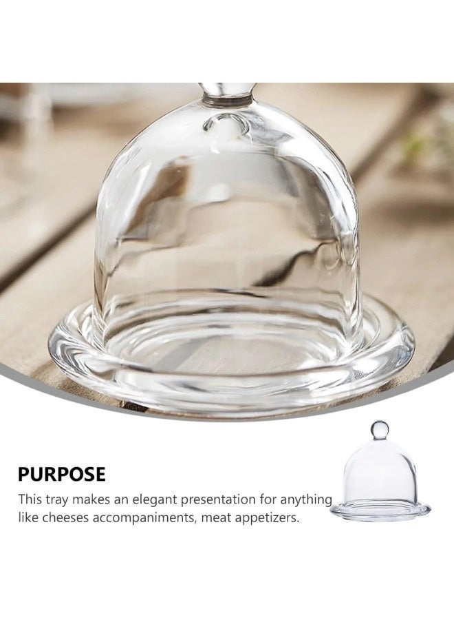 ShebSheb Stylish and Cute Glass Cake Stand with Base, Mini Decorative Cake Tray with Glass Dome Cover, Ideal for Cake and Fruit Display in Kitchen, Parties, and Weddings (3.7×3.7×3.5'') - Image 5