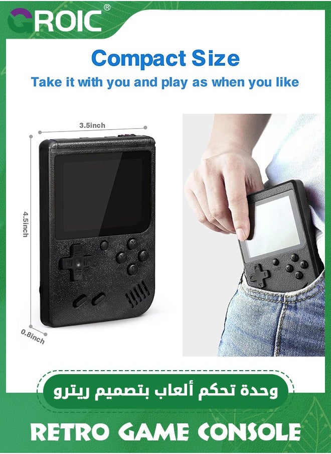GROIC - Black Retro Handheld Game Console with 500 Classic FC Games, Portable Retro Game Console, 3-inch LCD Screen and Add-on Controller, Handheld Game Console Supports Connectivity to TV and Two Players - Image 1