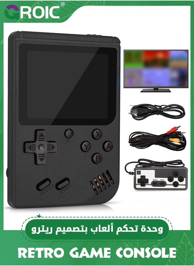 GROIC - Black Retro Handheld Game Console with 500 Classic FC Games, Portable Retro Game Console, 3-inch LCD Screen and Add-on Controller, Handheld Game Console Supports Connectivity to TV and Two Players - Image 1