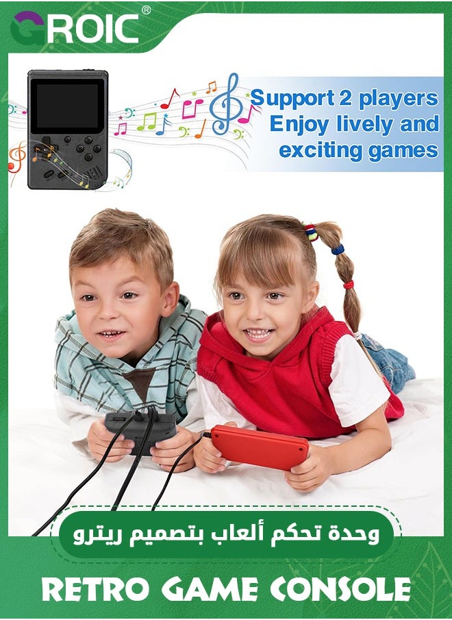 GROIC - Black Retro Handheld Game Console with 500 Classic FC Games, Portable Retro Game Console, 3-inch LCD Screen and Add-on Controller, Handheld Game Console Supports Connectivity to TV and Two Players - Image 1