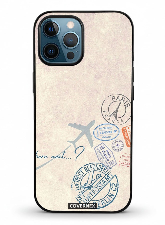 Covernex Apple iPhone 12 Pro Max Protective Case Cover Printed Featuring Paris And Aviation Stamp - Image 2