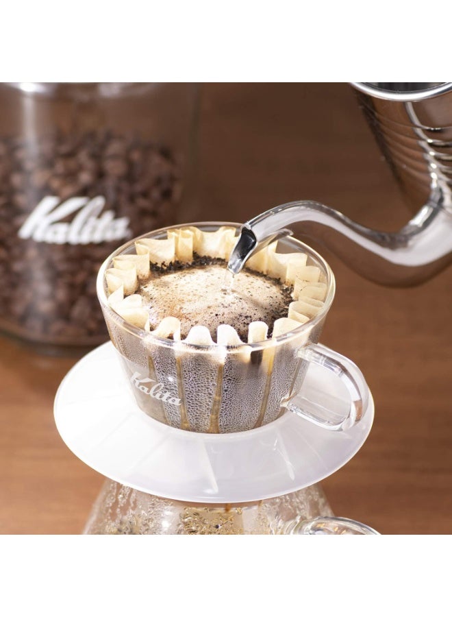 kunshao Kalita Wave Style Paper Coffee Filters, Compatible with Wave 155 Drip Coffee Maker, White Disposable, 50 Sheets, For 1-2 Cups, Home Barista Use - Image 3