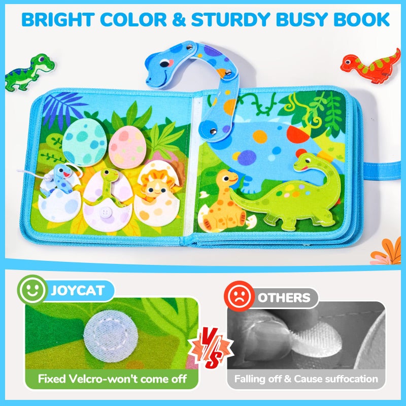 JoyCat Toddler Dinosaur Busy Book, Busy Board for 2 3 4 5Year Old -Travel Toy Quiet Activity Book, Life Skills & Fun Games - Autism Sensory Toy, Toddler Easter Basket Stuffers Gifts - Image 5