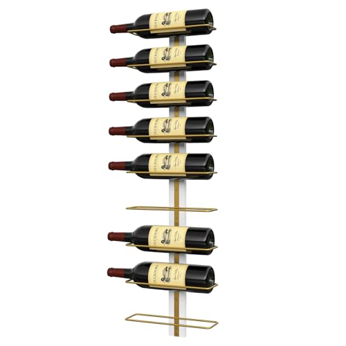 B4Life B4Life Golden Wine Rack Wall Mounted for 9 Wine Bottles Wood Wine Racks for Wall Wine Holder Wine Bottle Racks for Kitchen Dining Room Bar
