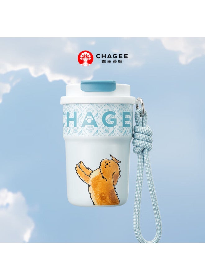 Chagee Insulated Mug, 316 Stainless Steel Straw Cup, Water Bottle, Coffee Cup, New Year Gift, Cute Pet Bubble Cup, Pastoral Dog