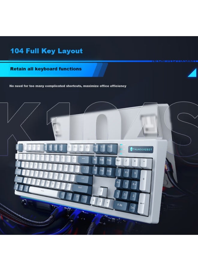 Thunderobot K104s Wired Mechanical Keyboard With Backlit Keys For Computer Gaming Notebook Office Full Key No Conflict Black Red Switch - Image 1
