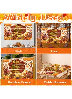 HOWAF Thanksgiving Banner Gobble Till You Wobble Turkey Backdrop Banner, Thanksgiving Day Pumpkin Turkey Maple Leaves Photography Background For Fall Harvest Gobble Theme Party Decorations,72.8×43.3 Inch  - Image 3