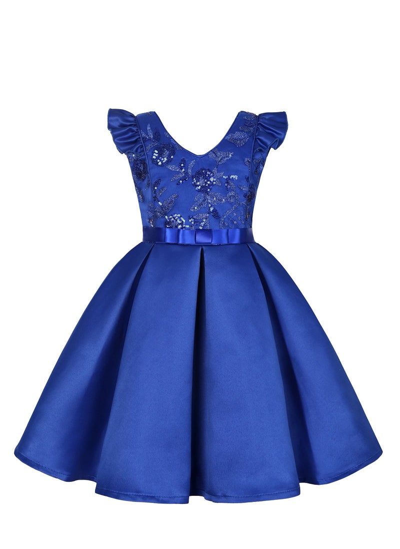 Loquat Girls Fashion Cute Princess Dress Blue  - Image 1