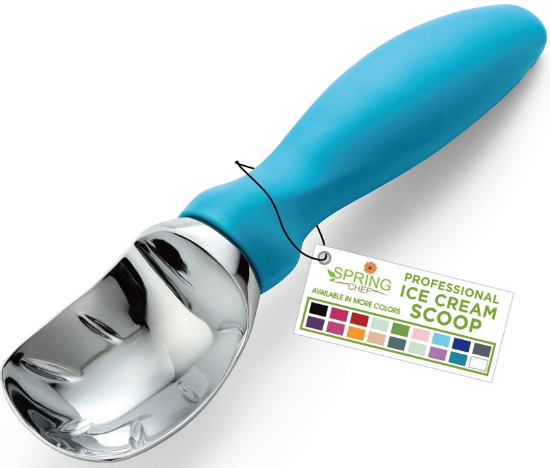 Spring Chef Ice Cream Scoop with Comfortable Handle, Professional Heavy Duty Sturdy Scooper, Premium Kitchen Tool for Cookie Dough, Gelato, Sorbet, Teal - Image 1