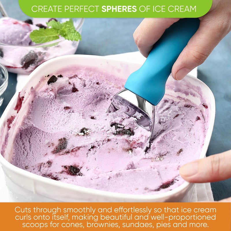 Spring Chef Ice Cream Scoop with Comfortable Handle, Professional Heavy Duty Sturdy Scooper, Premium Kitchen Tool for Cookie Dough, Gelato, Sorbet, Teal - Image 4