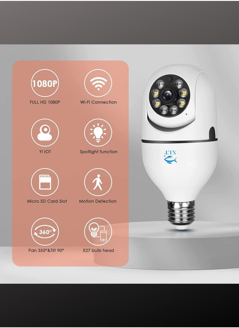 XLT - Smart WIFI Led Light Bulb Security Camera, 360 Degrees 1.0MP Cam Home  IP Camera, with Night Vision, Two Way Audio, Smart Motion Detection - Image 1