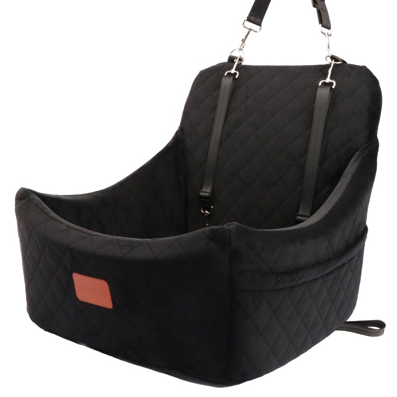 WOOAIDAGG Dog Car Seat for Medium Sized Dog,Pet Travel Car Bed with Seat Belt Channle,Fully Detachable and Washable Car Dog Seat with Adjustable Straps,3 Straps Easy to Install (Black) - Image 1