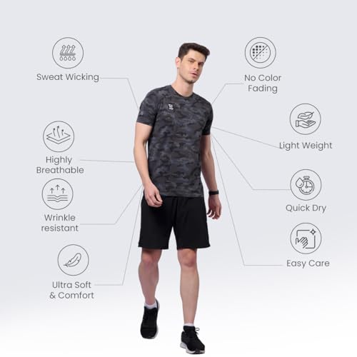 DOMIN8 Men's Camouflage Black Sports Regular T-Shirt - Image 3