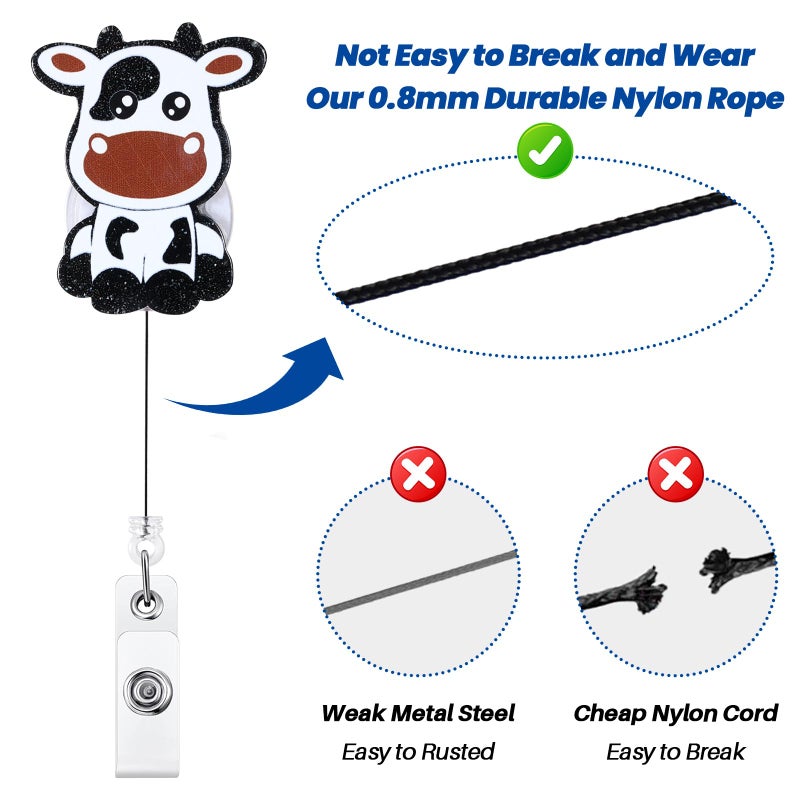 BEZTN Funny Cow Badge Reel  Cute Pediatric Retractable Id Card Badge Holder  Name Tag Work Badge Clip For Nicu Icu Rn Lpn Cna Ma Er Night Shift Nurse Nursing Student Ob/Gyn L&D Doctor Teacher  Nurse Gifts - Image 5