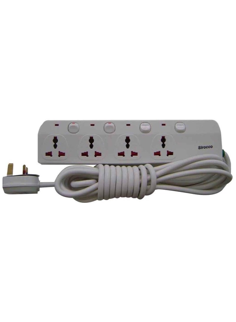 Sirocco Power Strip with 5 Sockets – 4 Meter Long Extension Cable (Also Called Extension Sockets)