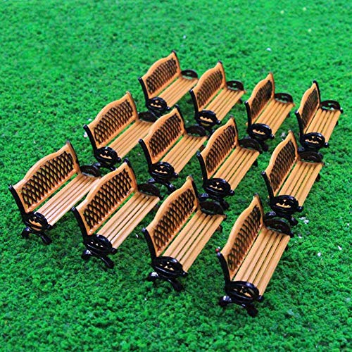Evemodel ZY35087OB 12pcs Model Train Platform Park Street Seat Bench Chairs Settee 187 HO Scale Length 085inch - Image 1