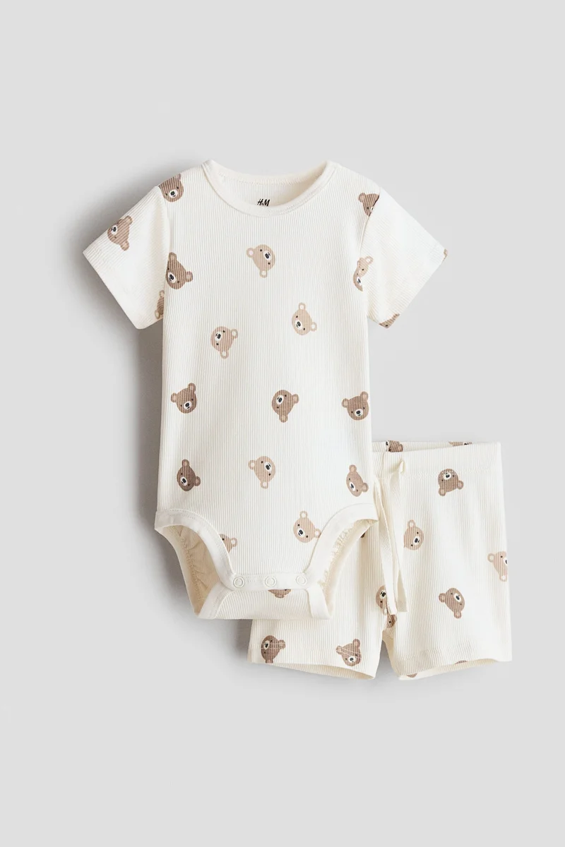 H&M 2-piece ribbed cotton set